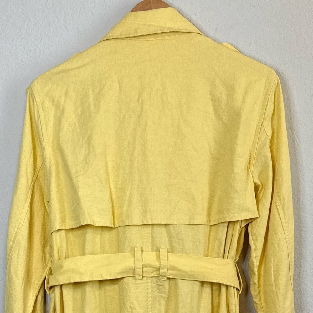 New Day Women's Yellow Linen Blend Double Breasted Belted Trench Coat Size Small - Picture 7 of 11
